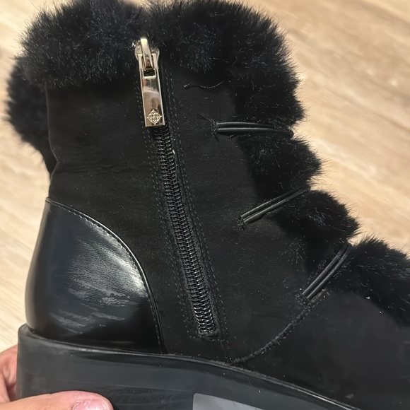 Nanette Lepore fur lined black boots with bejeweled detailing - Picture 3 of 5